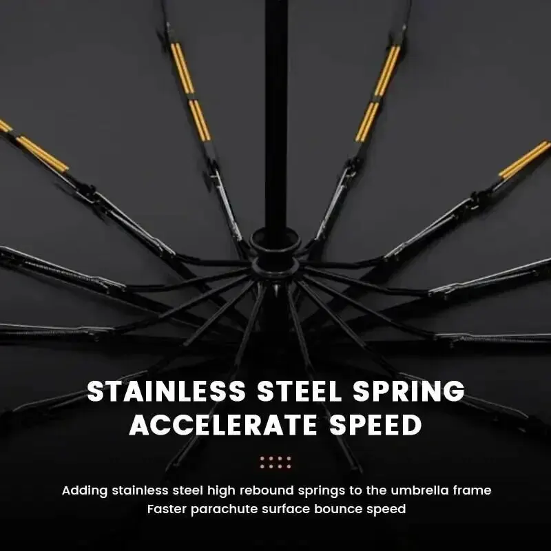 12 Bone Black Glue Fully Automatic Umbrella With Thick And Durable Keel Three Fold Umbrella UV Resistant Folding Umbrella 5
