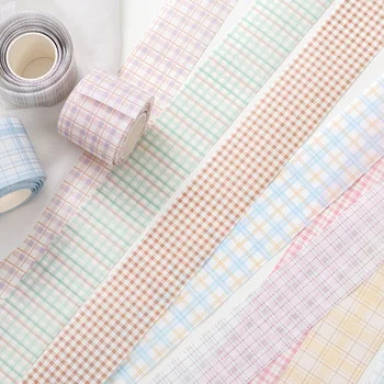 Plaid Ins Basic Ledger Frame Materials Masking Washi Tape Sweet Cream Color Grid DIY Decorative Sticker Tape