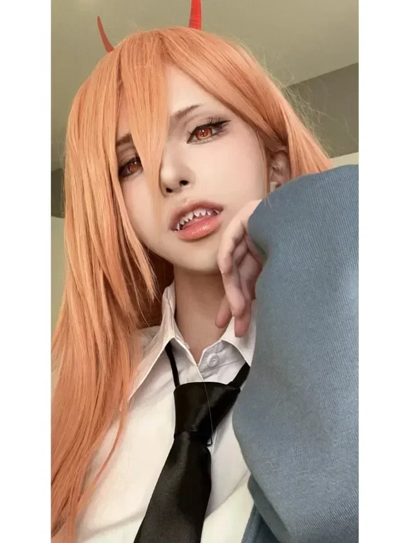 Anime Chainsaw Man Power Cosplay Perücken mit WigCap Mädchen Kopfbedeckung Halloween Dress Up Party Maskerade Kostüme Perücken – Detail 1