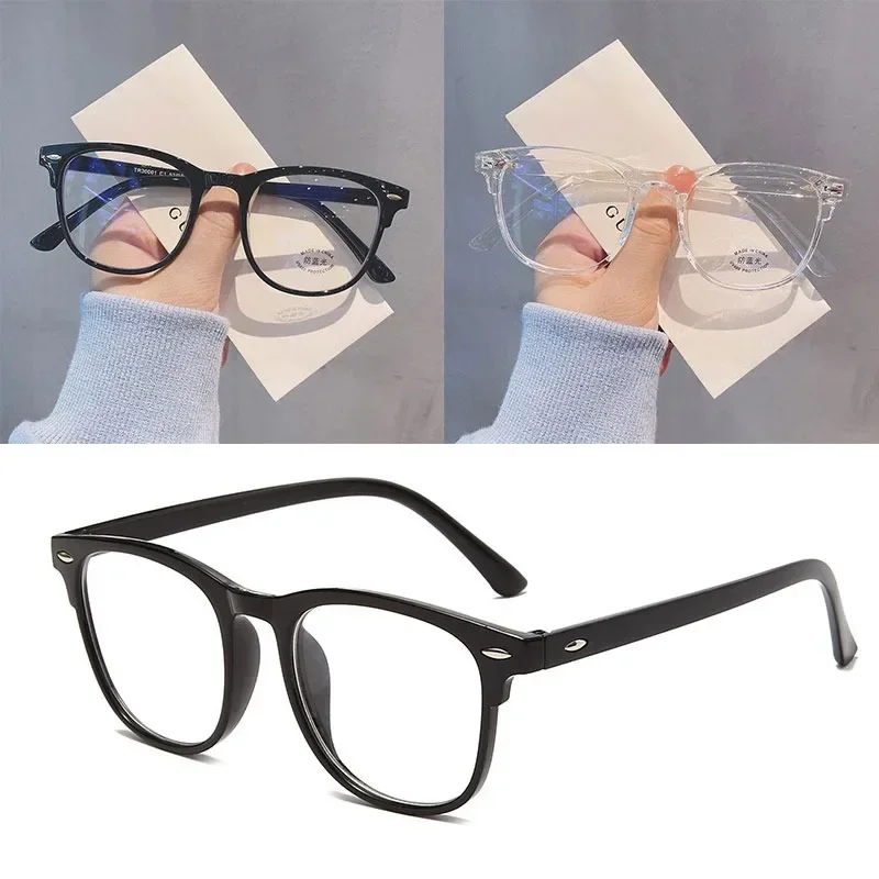 Glasses Retro Transparent Frame Plain Men Women Anti Blue Light Glasses Party Decorate Eyeglasses Fake plain glasses