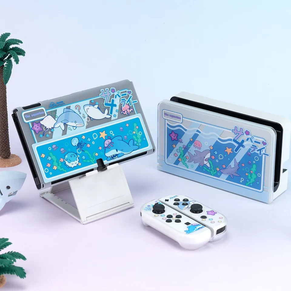 Geekshare-Nintendo Switch/oled 4ピース用の漫画付き保護シェル