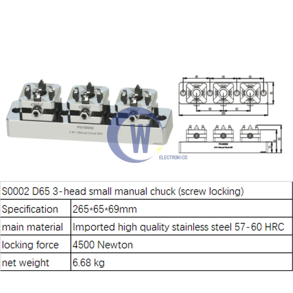 

Precision CNC Carving Chuck apply to ER/3R Interface for EDM Spark Machine Electrode Clamping D56mm 3head Square Manual Chuck