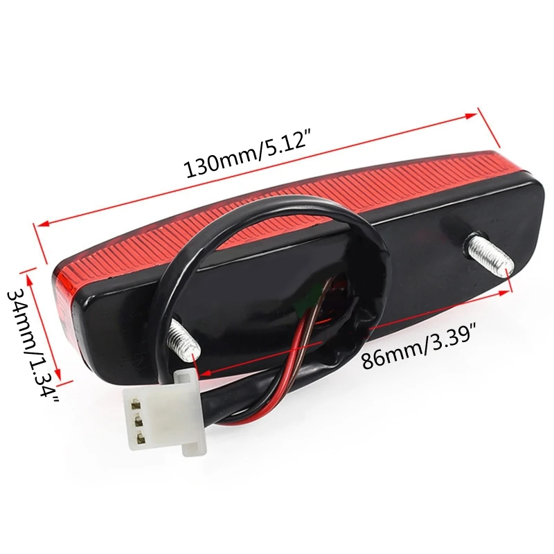 Luz LED de freno de 3 cables para motocicleta, 12V, luz trasera de licencia roja para ATV, todoterreno, luz trasera para correr, Universal, 12V,