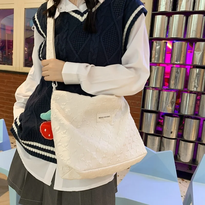 

Canvas Shoulder Crossbody Bags for Woman 2023 Large Korean Satchel Female Shopper Messenger Girl Student Handbags Tote Book Bag