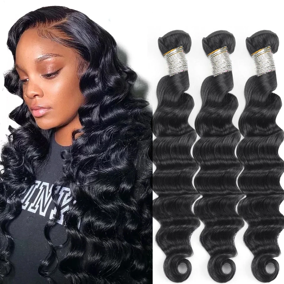 BINF Cheap 28 30 32 40 Inch Loose Deep Wave Human Hair Bundles 100