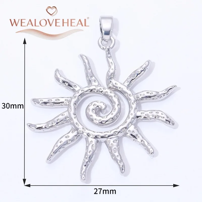 18K vergoldete runde Sonnen-Charms-Anhänger mit eingelegtem Zirkon, Herz/Kreuz/Engel-Anhänger für DIY-Halskette, Schmuckherstellung, Zubehör – Detail 30