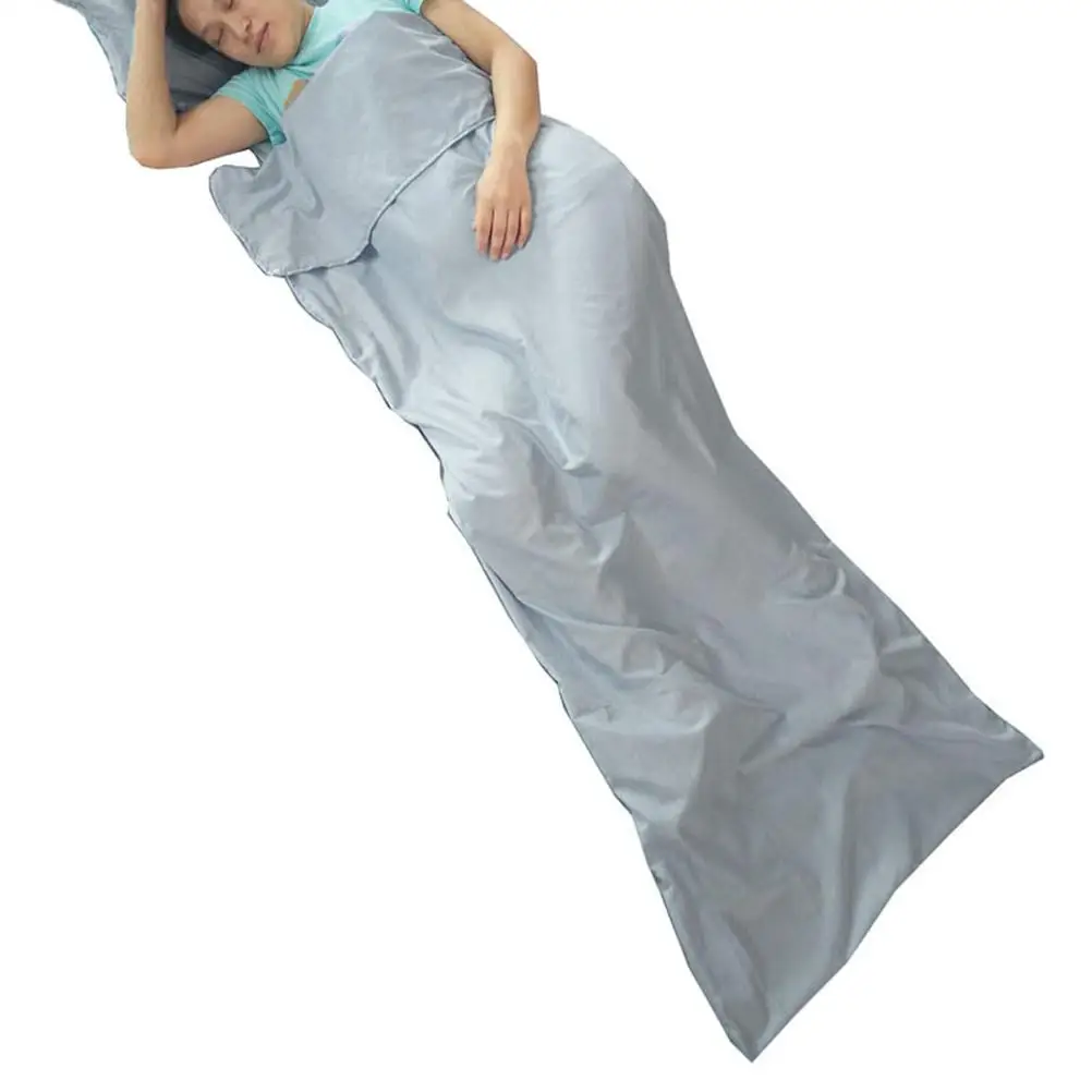 Sleeping Bag Liner Adult Portable Hotel Sheet Sleeping Bag Lightweight Sleep Sack for Camping Travel (Gray)