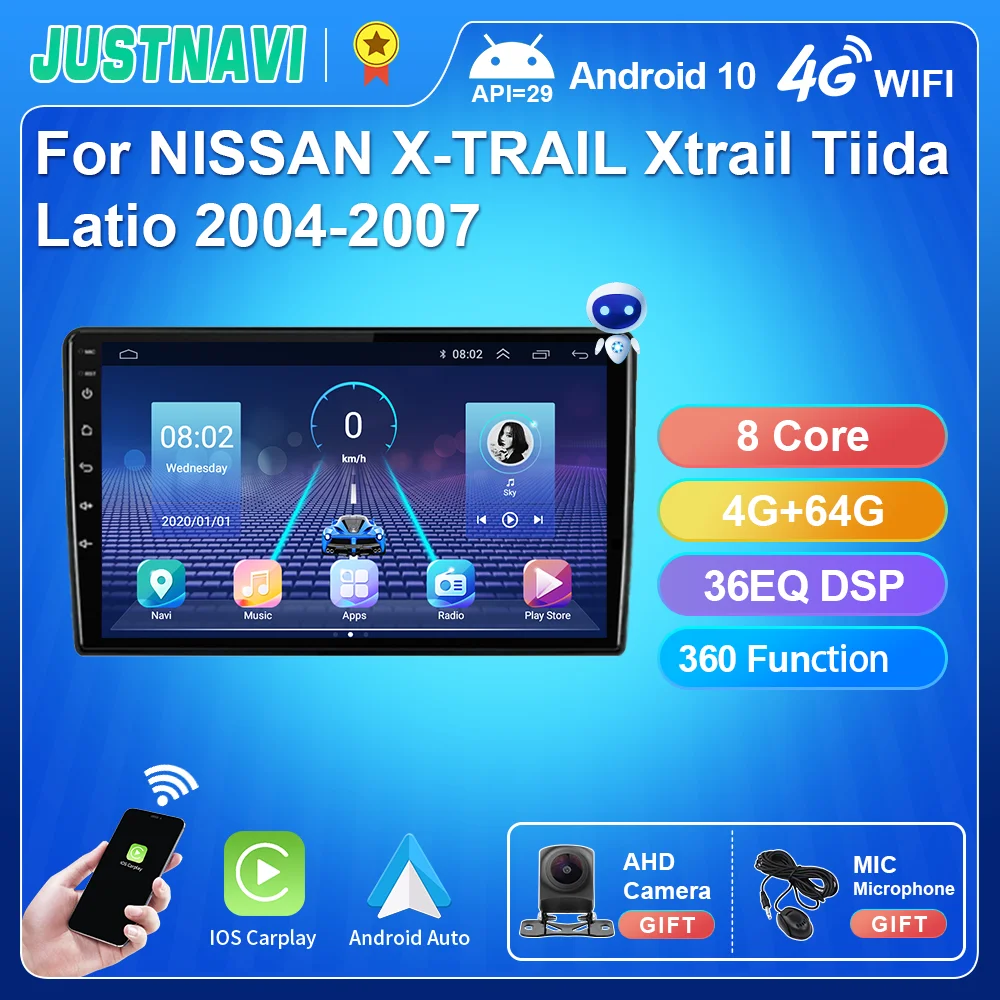 

JUSTNAVI for NISSAN X-TRAIL Xtrail Tiida Latio 2004-2007 Car Radio GPS Multimedia Stereo Autoradio Player Carplay DSP Navigation