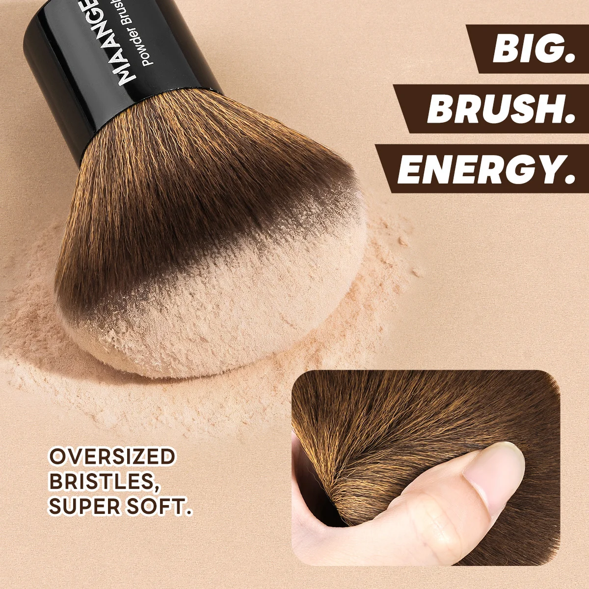 MAANGE Single Aluminum Tube Large Powder Brush Professional Makeup Brush Kabuki Mineral Powder Brush Loose Blush Brush Makeup 5