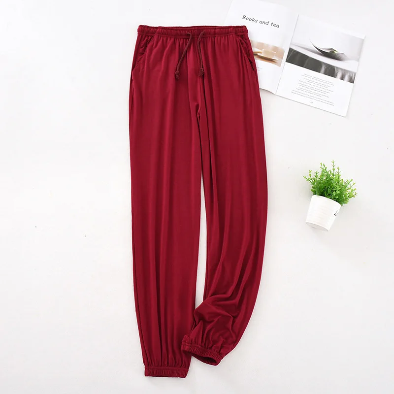 Men's Modal Sleeping Pants Soft Breathable Summer Pajamas Bottoms Sleepwear Casual Solid Color Male Sleep Trousers best silk pajamas