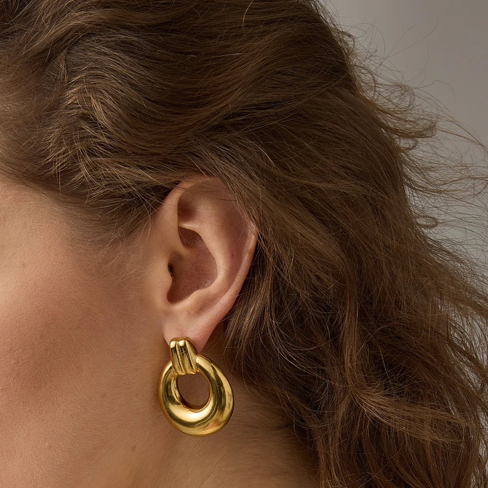 eminco♡ eManco Y2K Style Stainless Steel Chunky Loop Earrings for Daily