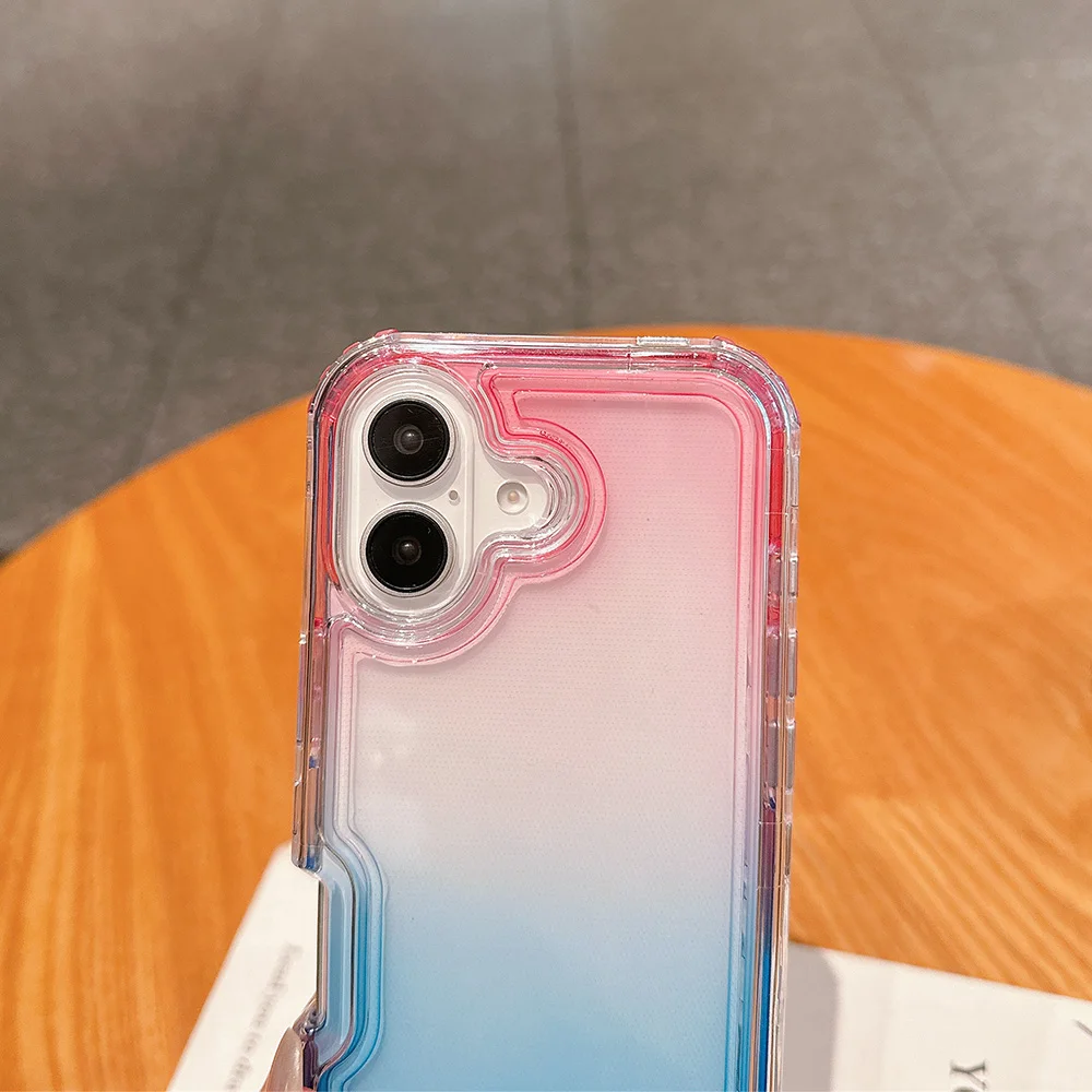 Custodia morbida in silicone trasparente sfumato per iPhone 16 15 14 Pro Max 13 12 11 XR XS X 7 8 Plus Cover paraurti antiurto spessa rinforzata  202192403