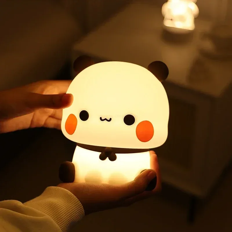 Kawaii Bear Panda Bubu E Dudu Led Night Light Lamp Cute Cartoon Nightlight Animal Bedroom Decorativo Soggiorno Bambole Regali