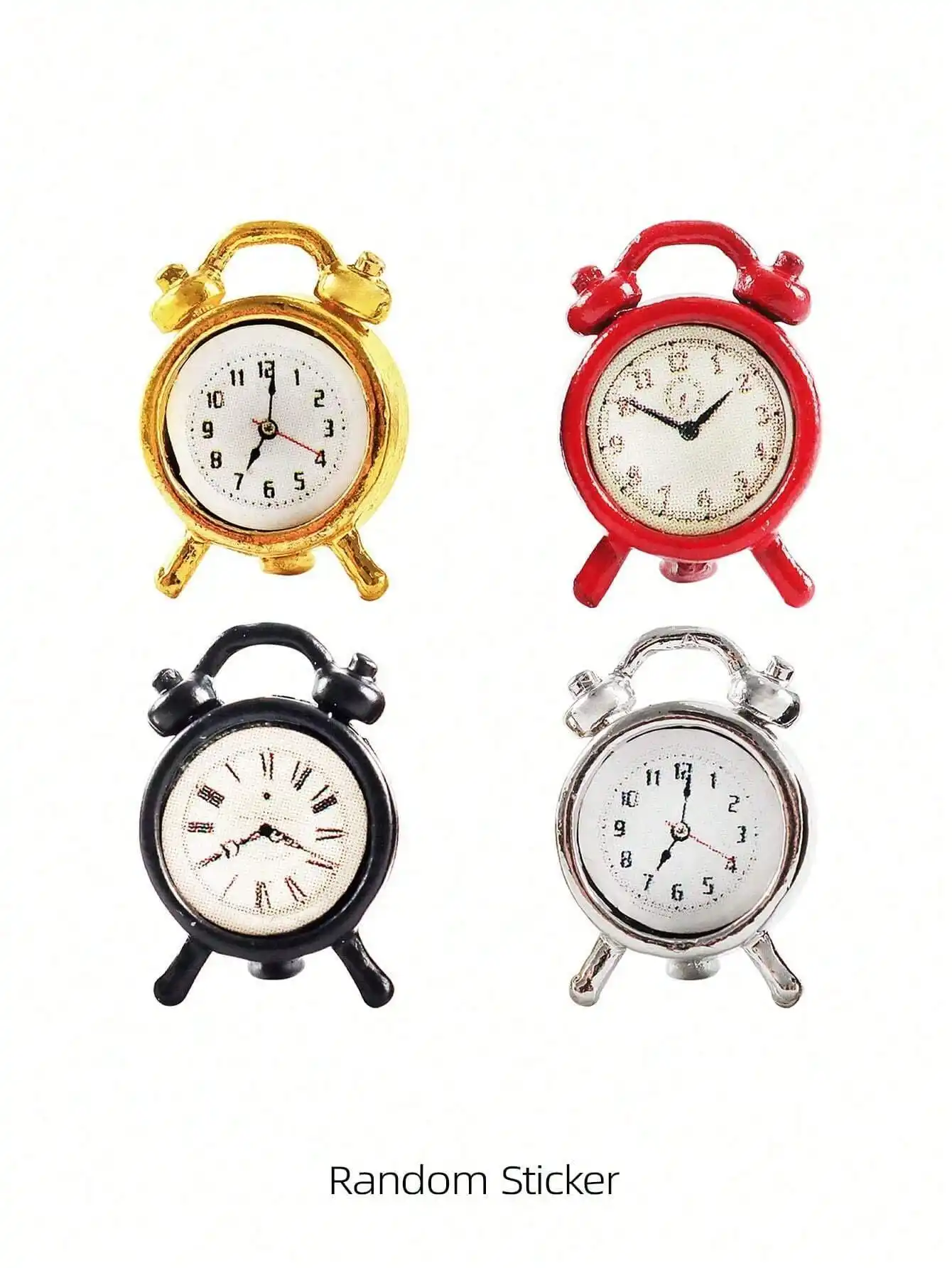 A Miniature Metal Clock for a Dollhouse: 1/12 Scale Realistic Bedroom Scene Decoration Model (Stickers Are Random)