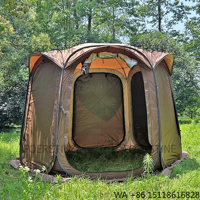 Outdoor Camping Tent 6 Person OEM ODM Family Waterproof Cabin Pop up Canopy Foldable Glamping Canopy Tent Instant Screen House