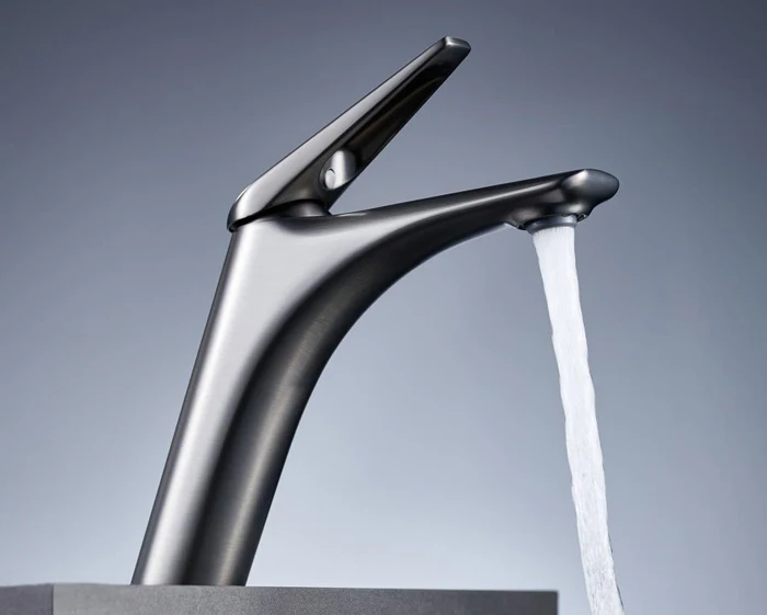 shiny Rose Gold Bathroom Faucets Brief Basin Faucet Sink Mixer Tap Hot & Cold Deck Mounted Lavatory Crane Water Tap