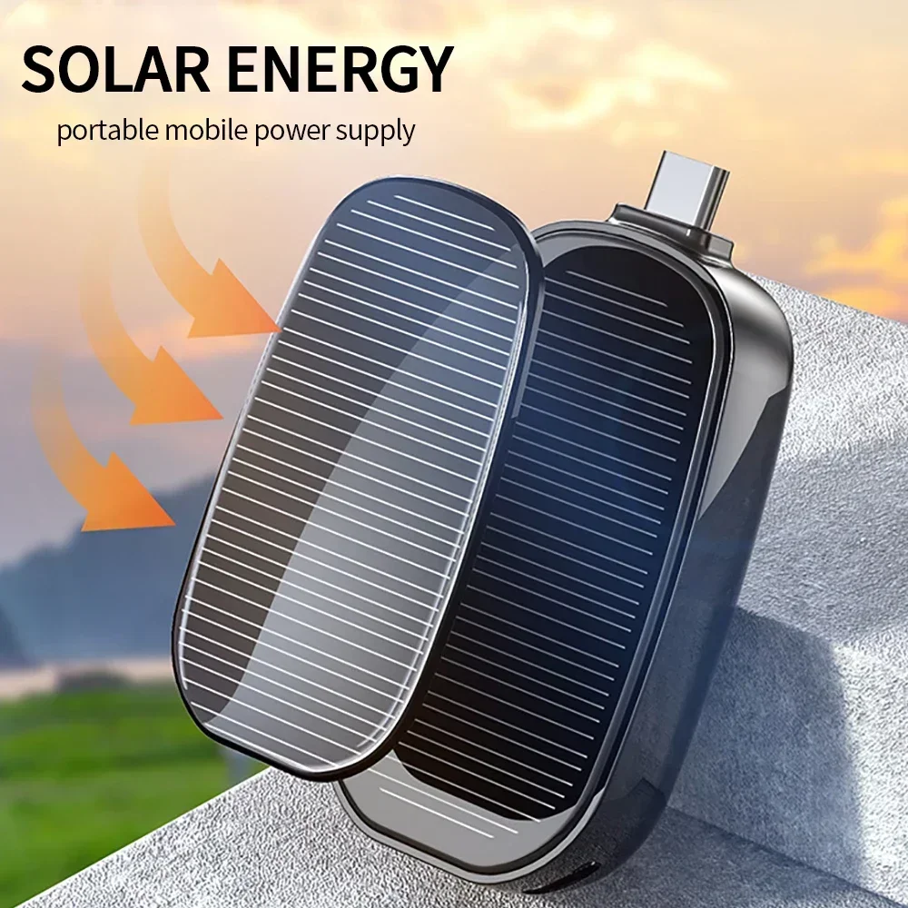 Solar Mini Power Bank Key Ring Portable Charger Outdoor Camping External Battery Emergent Power 1200mah Powerbank for Xiaomi 3
