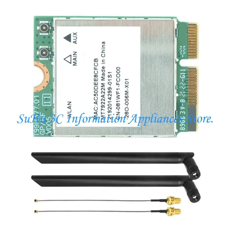 MT7922 WiFi 6E 어댑터 M.2 트리플 밴드 6GHz/5GHz/2.4GHz 호환 5.2