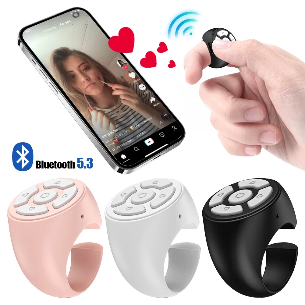 Bluetooth 5.3 Fingertip Controller and Selfie Stick with Auto Scrolling