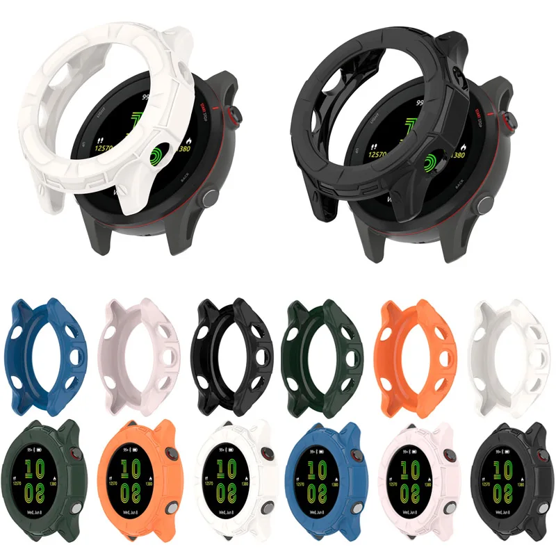 

Soft Edge Shell Frame Case For Garmin Forerunner 955 Solar/255 Music Watch Glass Screen Protector Film Protective Bumper Cover