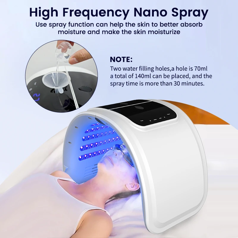 7 ألوان LED آلة الفوتون مع نانو رذاذ الجلد ترطيب ا...