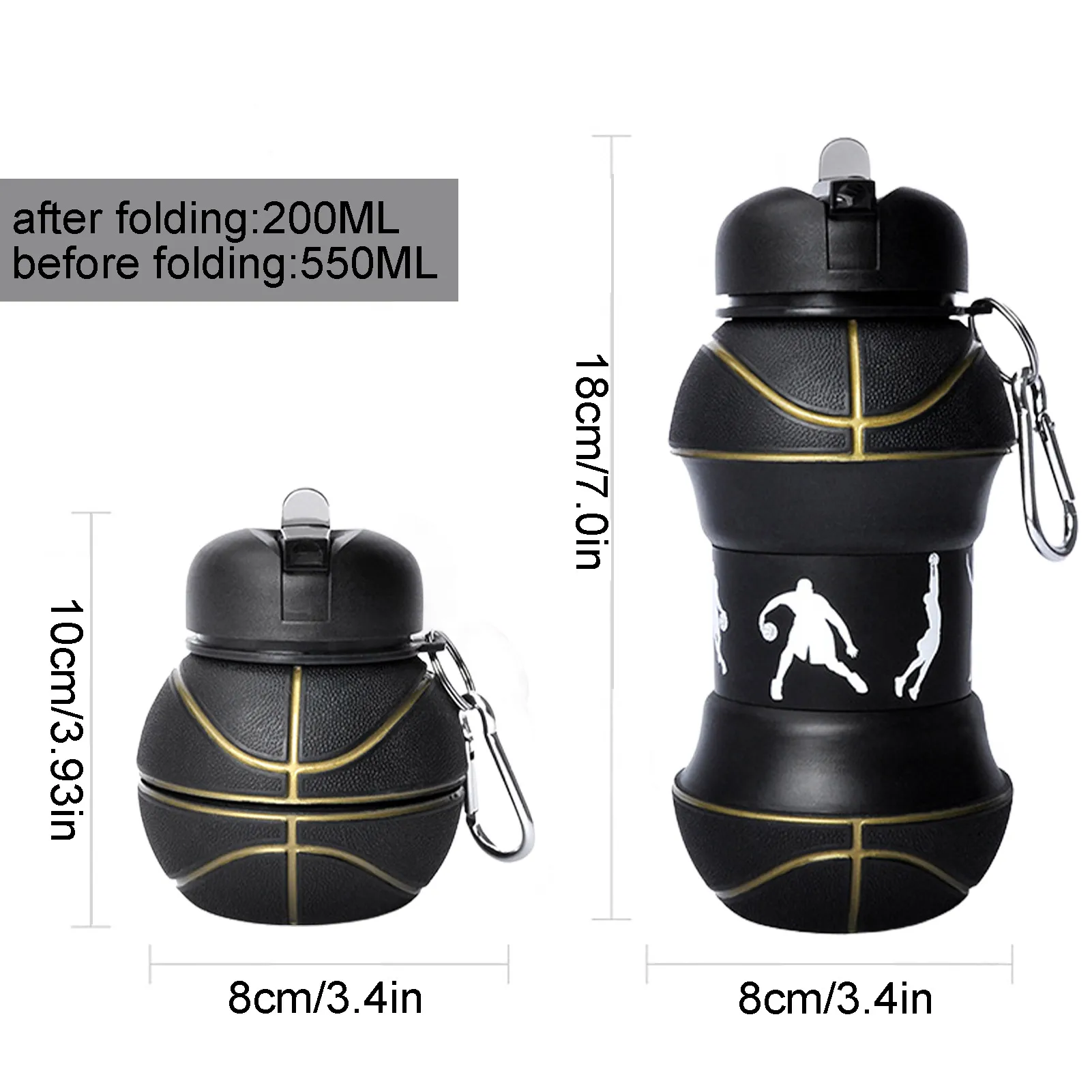 550ml Creative Portable Folding Football Water Bottle Leak Proof SportsSilicone Environmental Protection Kettle