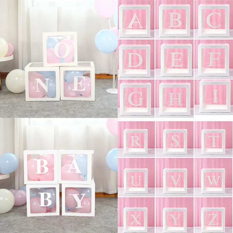 

Transparent Letter Baby Shower Box Birthday Wedding Custom Name Balloon Box 1st Birthday Party Decor Kids Baby Shower Girl Boy
