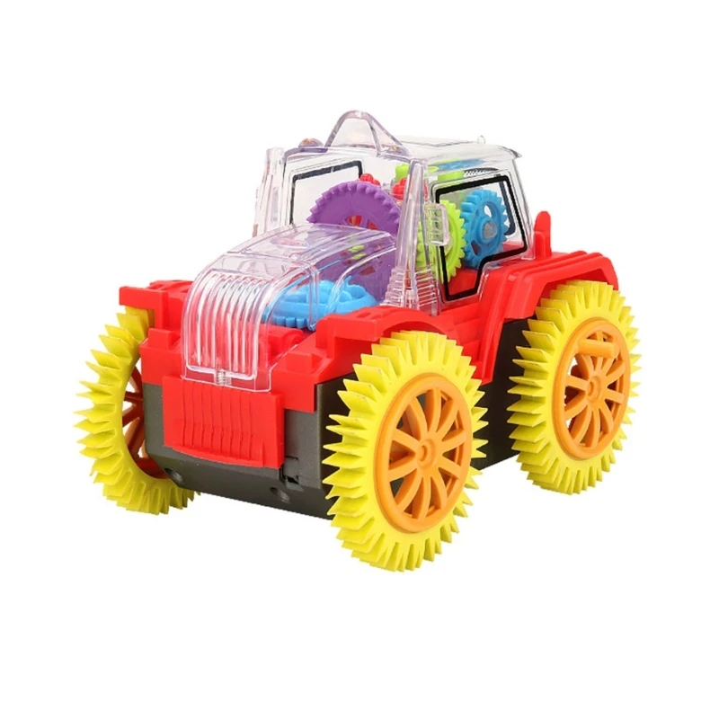

Прозрачный шестеренчатый самосвал, игрушечный вращающийся трюковый автомобиль, движущийся автомобиль со светом и музыкой
