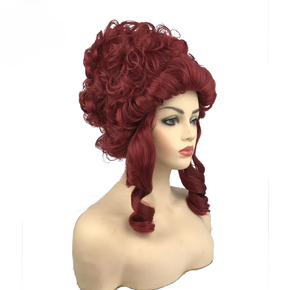 Marie Antoinette Princess Medium Curly Hair Cosplay Wigs Red