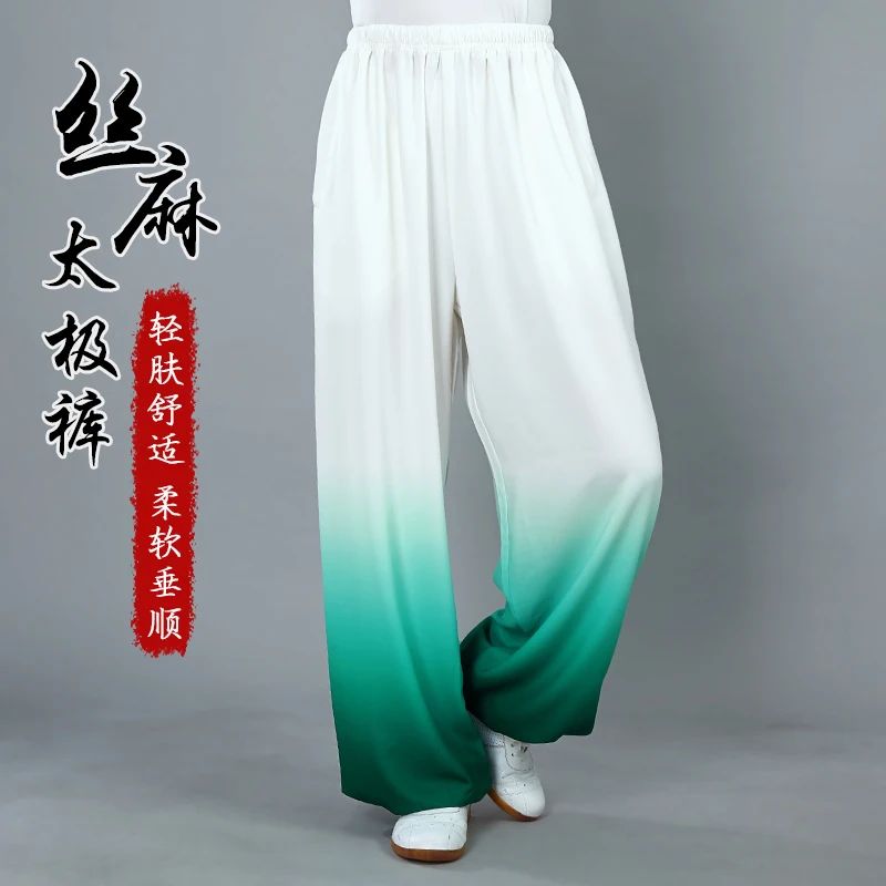 Spring And Summer Silk Thread Thin Tai Chi Pants Practice Gradient Bloomers Martial Arts Morning Exercise Clothing