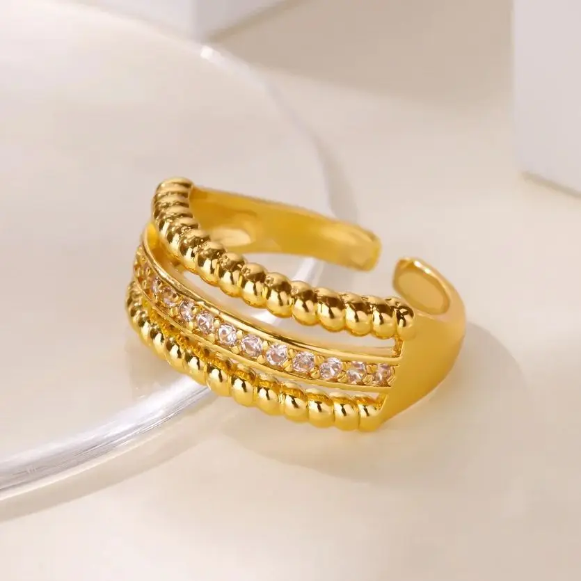 Gold Geometric Open Rings For Women