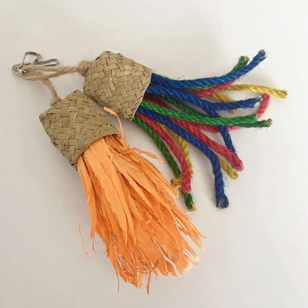 Parrot Toy Bird Toy 1pc Colorful Rattan Bird Chewing Toys Parrot Shredder Bite Hanging Toy Swing Cage Accessories for Pet Cockatiel Budgies Lovebird