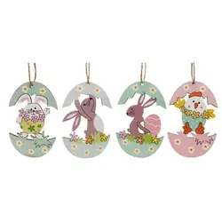 Easter Bunny Wooden Sign Easter Egg Bunny Hanging Ornaments Eggshell Centerpiece Hanging Decor Easter Egg Decoration For Easter