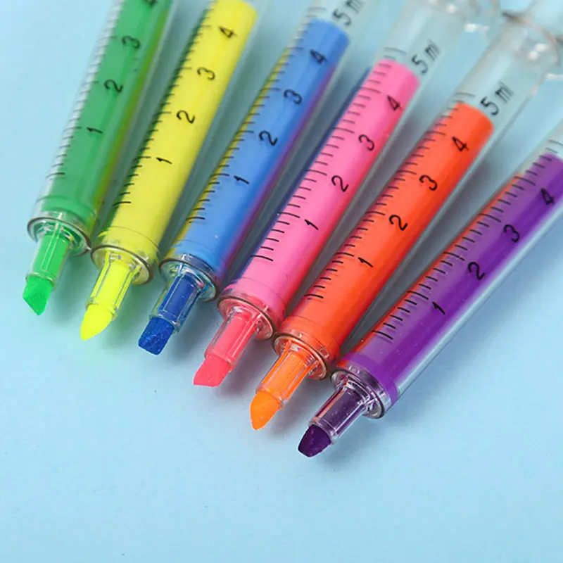 

120Pcs Novelty Highlighter Pen Marker Stationery Syringe Highlighter Needle Tube Watercolor Writing Painting Pen