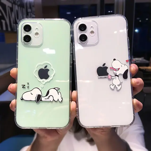 Snoopy Cute Cartoon Transparent Phone Case For iPhone 16 15 13 12 11 Pro Max Xr Xs Max 14 Plus 8 Plus Case Cute Soft Cover Y2k 1