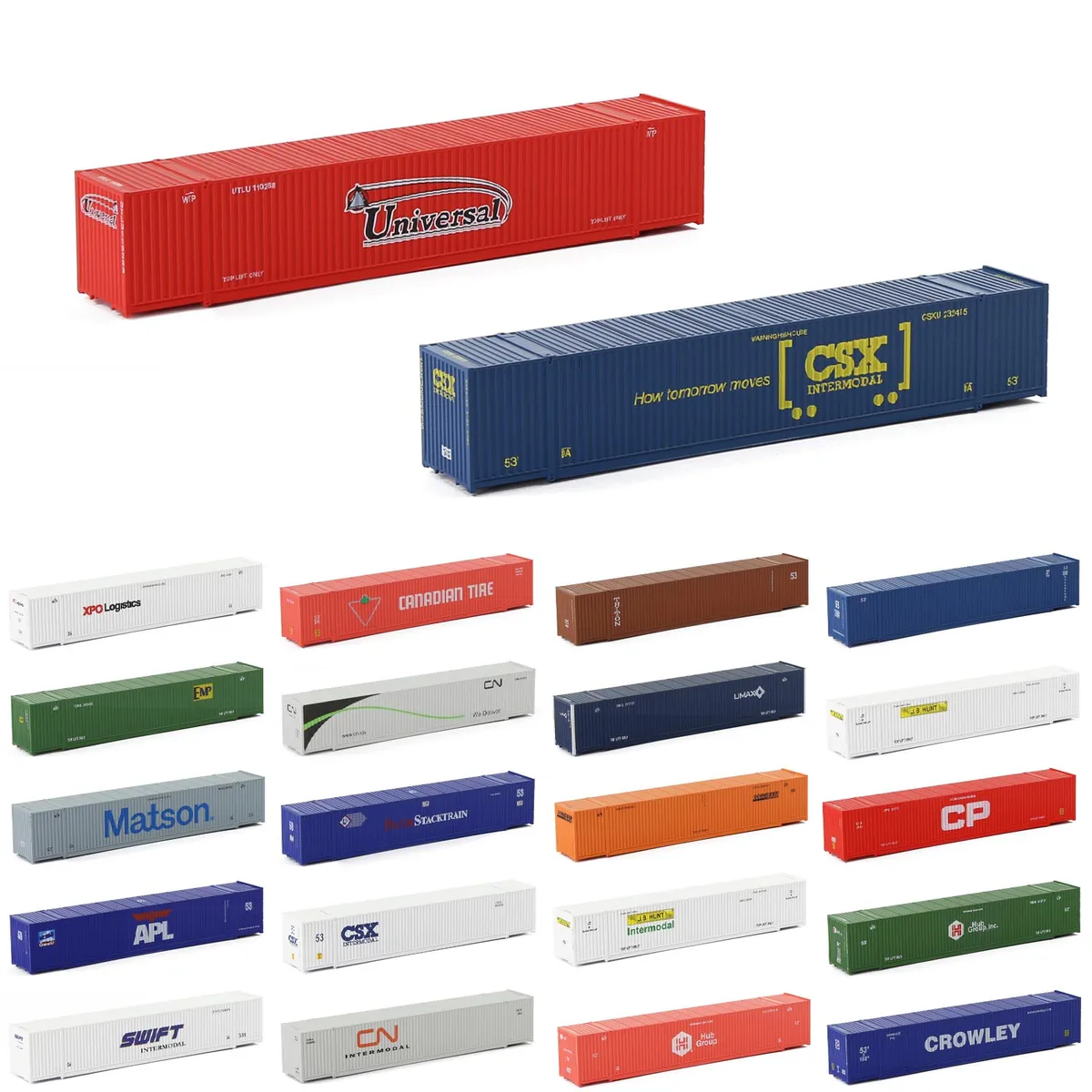 Evemodel 1pc N Scale 53ft Containers with Magnets 1:160 53' Shipping Cargo Box Model Trains C15009