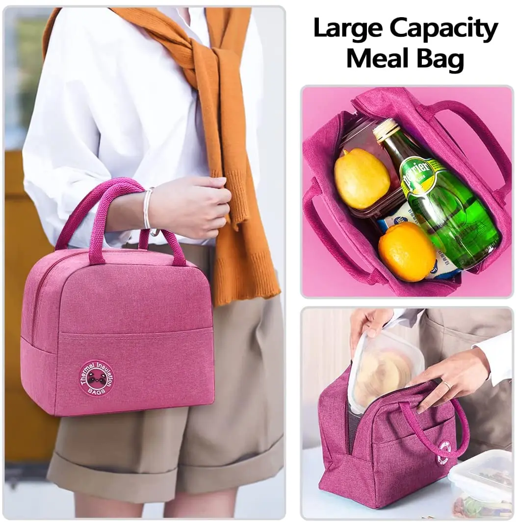 Lunch Bag Handbags Ladies Work Lunch Dinner Thermal Organizer Women Picnic  Portable Pack Food Print Insulated Cooler Canvas Bags