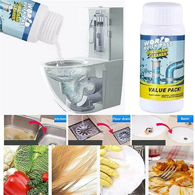 110g Powerful Sink Drain Cleaner High Efficiency Clog Remover Kitchen Sewer Power Pipe Channel Powder Cleaning Tools