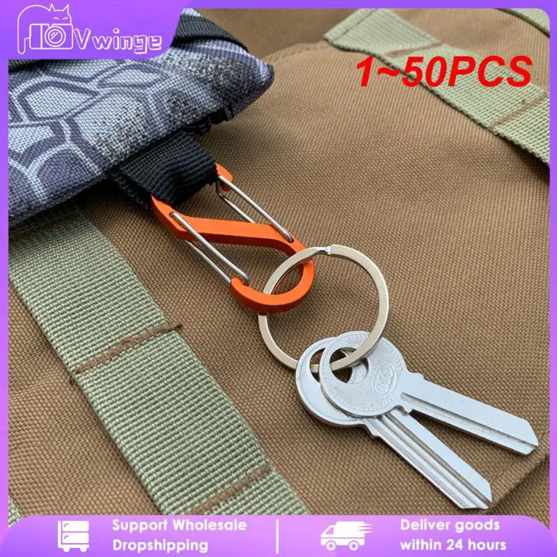 

1~50PCS Small-sized 8-character Carabiner Anti-theft Outdoor Camping S Type Carabiner With Lock Backpack Hook Buckle