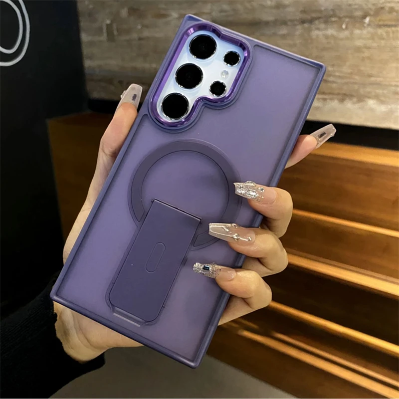 Premium Magnetic Wireless Charging Stand with Shockproof Matte Clear Cover