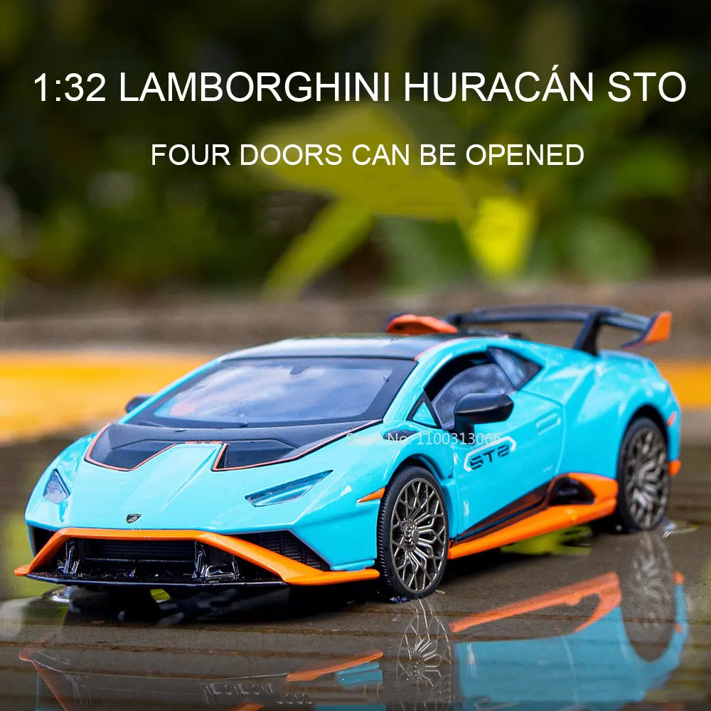

1:32 Lambor Huracan STO Sports Car Model Diecasts Metal & Toy Vehicles Model Sound And Light Pull Back Collection Kids Toy Gifts