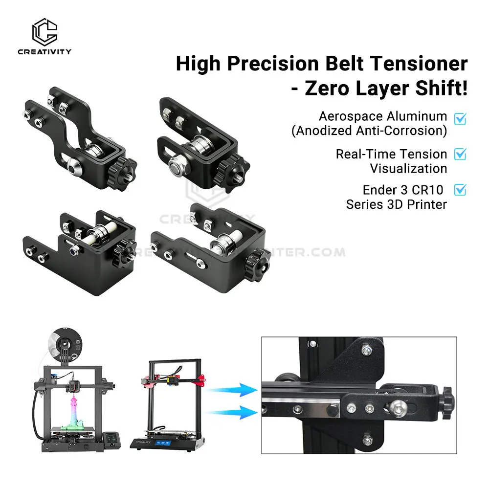Ender 3 CR10 Series 3D Printer Belt Tensioner X-axis 2040 4040 Profile Y axis Synchronous Belt Timing Stretch Tension 3d Printer Belt Tensioner