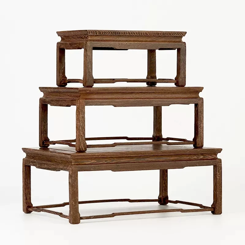 Mahogany Carving Buddha Ornaments, Natural Stone, Bonsai Chicken wings, Rectangular, Solid Wood Bracket