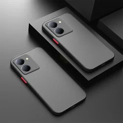 Enhanced Shockproof Matte Translucent Phone Case Bumper Cover for Vivo Y78 4G CN (Black - 03)