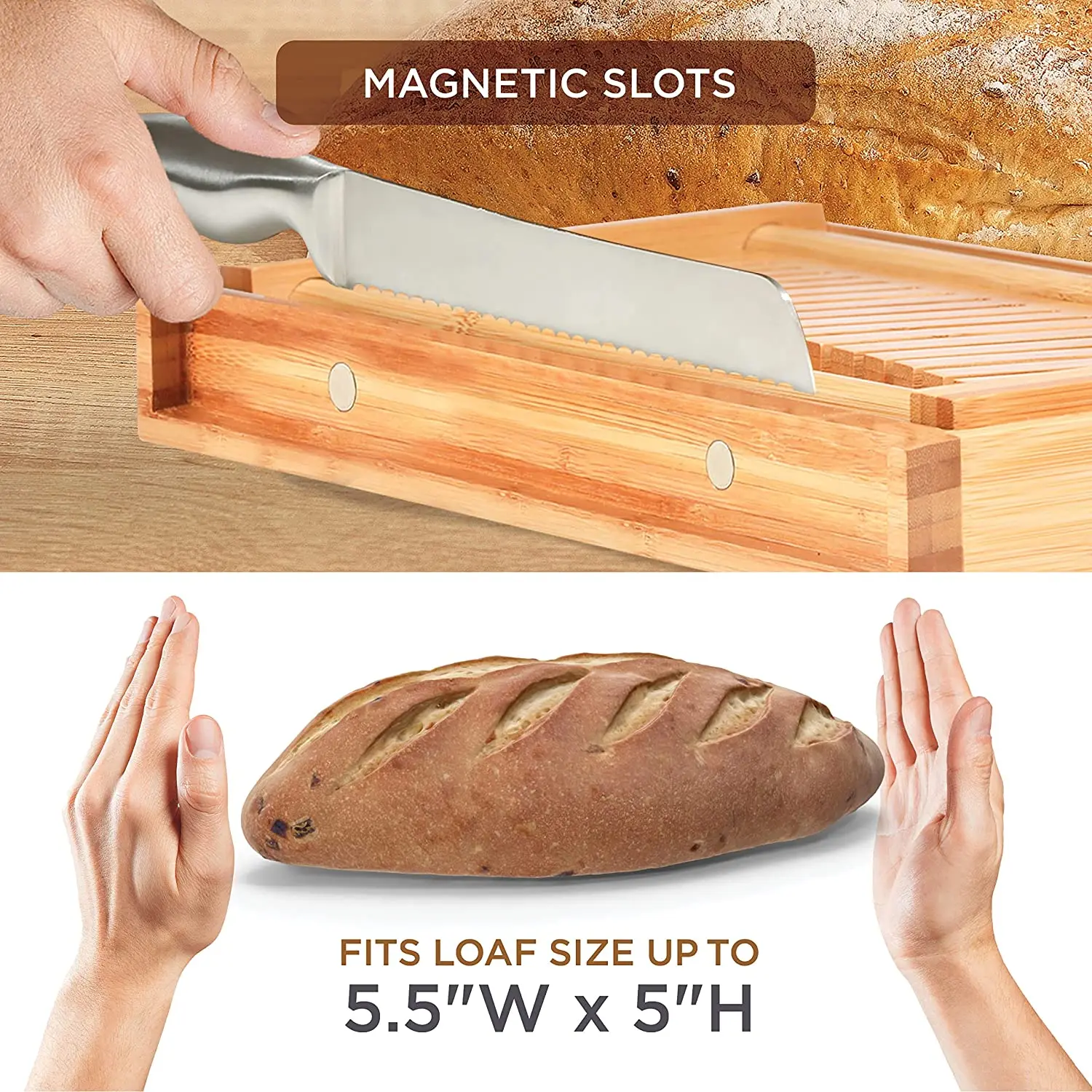 Broodsnijmachine voor Zelfgebakken Brood, in Breedte Verstelbare Broodsnijgids met Kruimellade, Opvouwbare Broodsnijmachine Broodsnijgids voor Zelfgebakken Brood Bagels Taarten