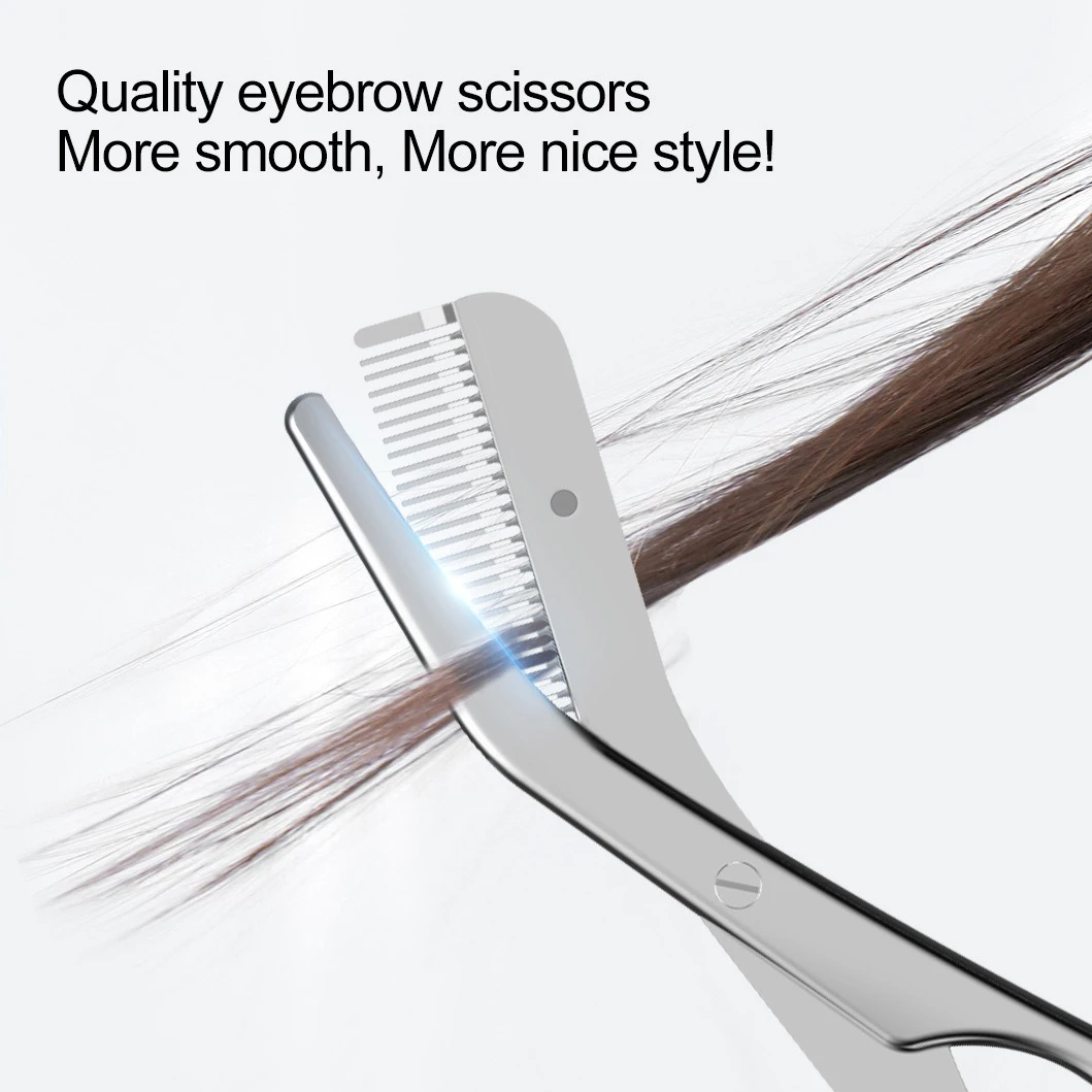 Stainless Steel Eyebrow Scissors With Eyebrow Comb Makeup Scissors Trimming Knife Hair Remover Shaver Tool