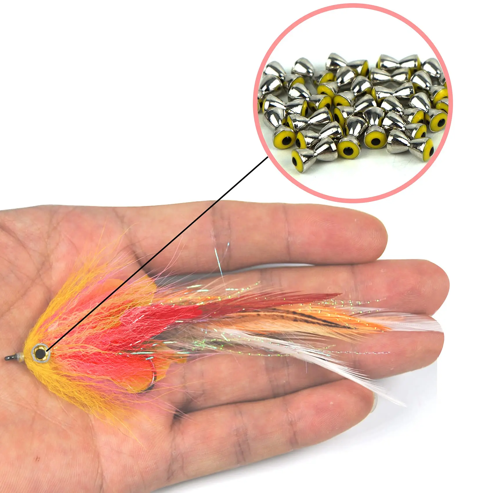 Aventik 25pc Brass Dumbbell Fish Eyes - Realistic Fly Tying Lure