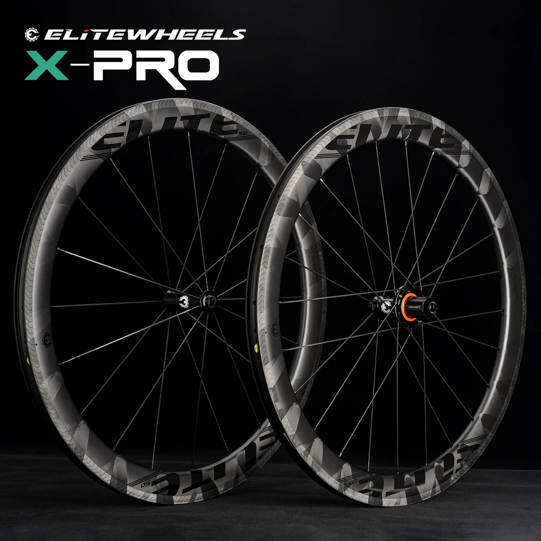 Elitewheels Pro X Weave Carbon Wheelset Cuscinetto In Ceramica O Mozzo Normale Ruote Per Bicicletta Aero A1 Superficie Del Freno Tubeless 40Mm 50Mm