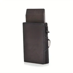 Sleek RFID - Blocking Leather Wallet with Pop - Up Card Holder and Coin Compartment (Black)