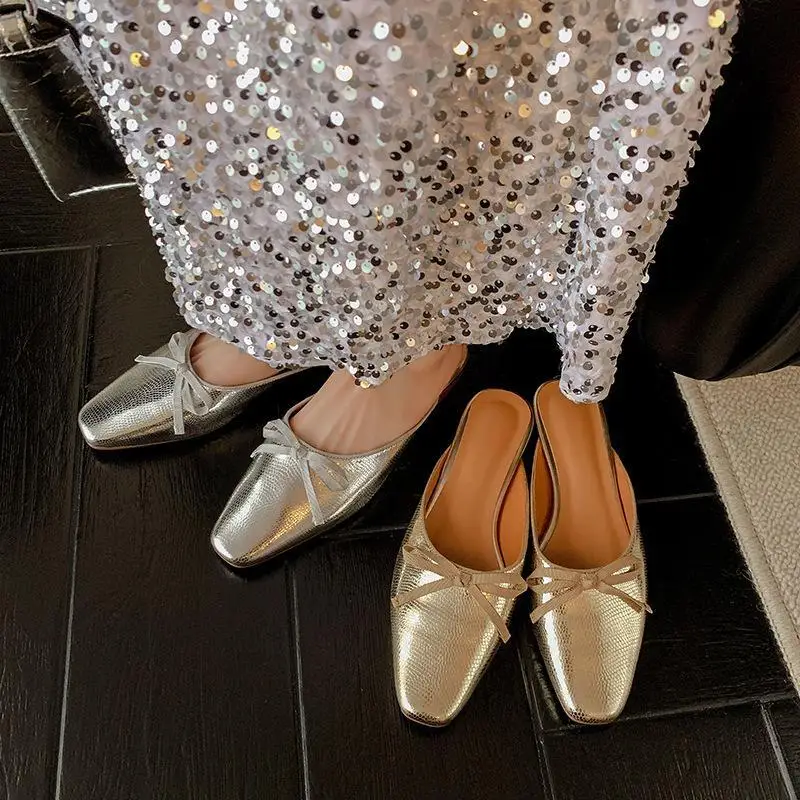 Summer New Fashionable Muller Shoes Flat Bottom Half Slippers Baotou Women's Shoes Lazy Sandals